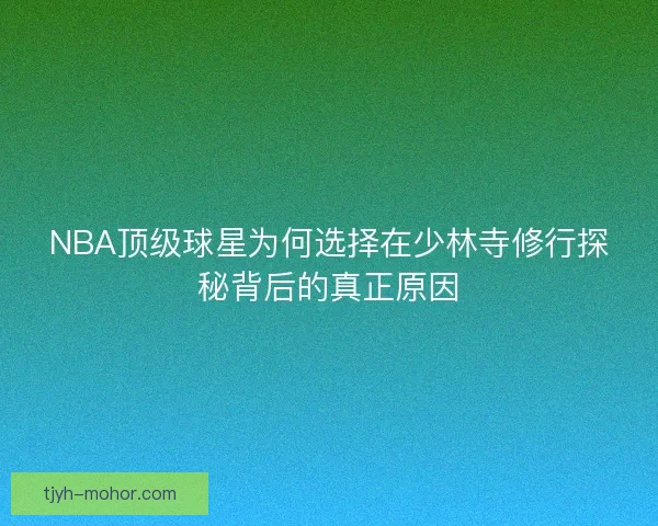 NBA顶级球星为何选择在少林寺修行探秘背后的真正原因