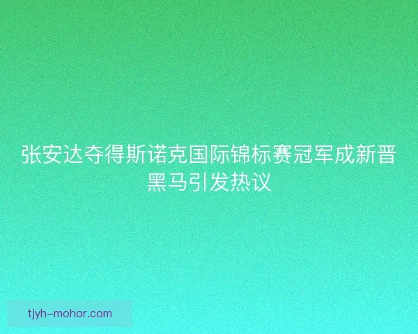 张安达夺得斯诺克国际锦标赛冠军成新晋黑马引发热议